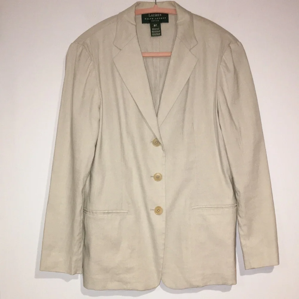 Lauren Ralph Lauren Petites natural linen blazer size 8P